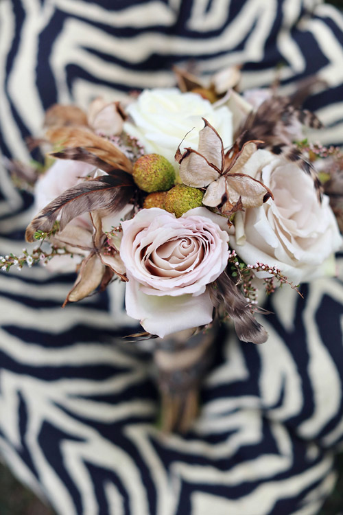 Vintage-inspired flower wedding bouquet - Safari Styled Shoot Wedding Inspiration Photo by Kay English Photography 